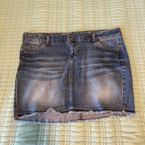 Express Distressed Denim Mini Skirt - 12